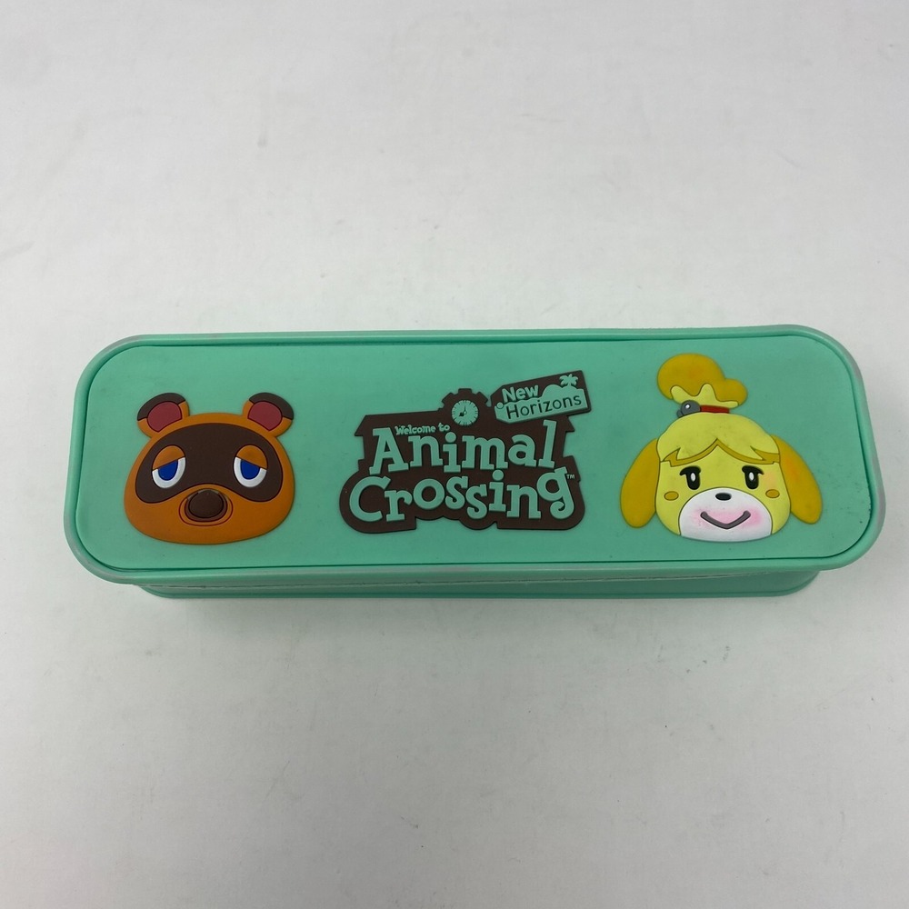 Nintendo Animal Crossing New Horizons Silicone Green Pencil Box‎ Case Pen Marker